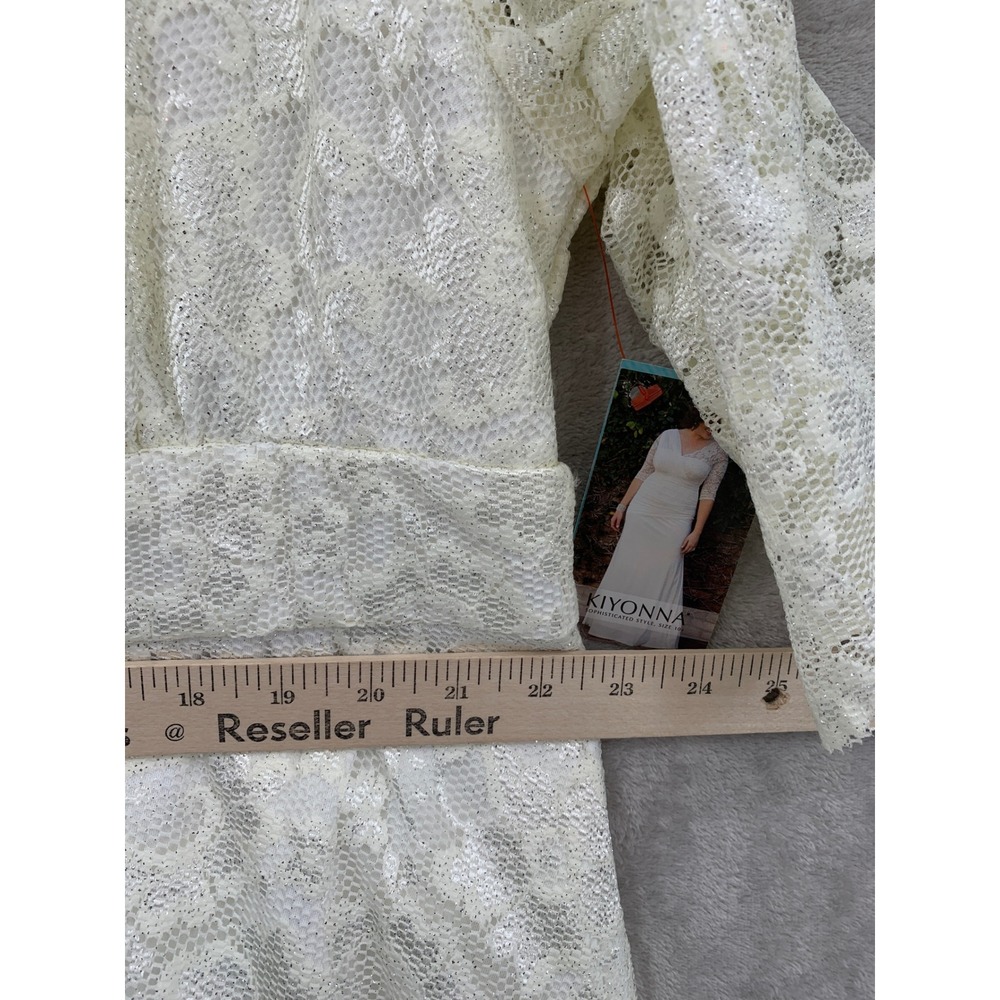 Kiyonna Bridal Dress‎ 4X Ivory Lace Glitter Wedding Dress Reception NEW - Picture 12 of 13